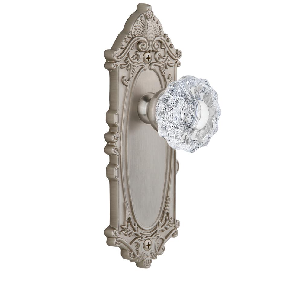 Grandeur by Nostalgic Warehouse GVCVER Privacy Knob - Grande Victorian Plate with Versailles Crystal Knob in Satin Nickel